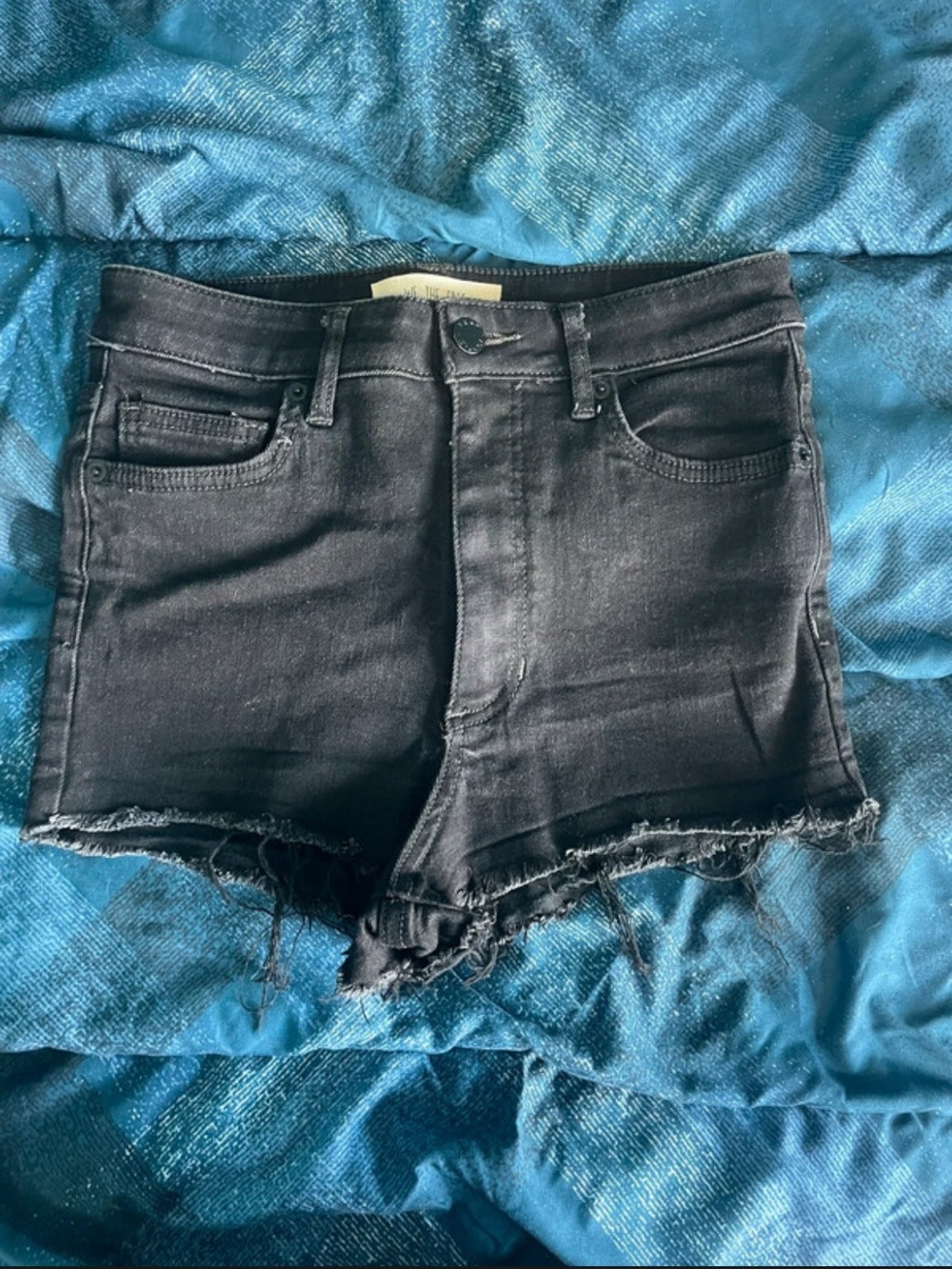 We The Free Black Frayed Hem High-Rise Denim Shorts - Women Size 27